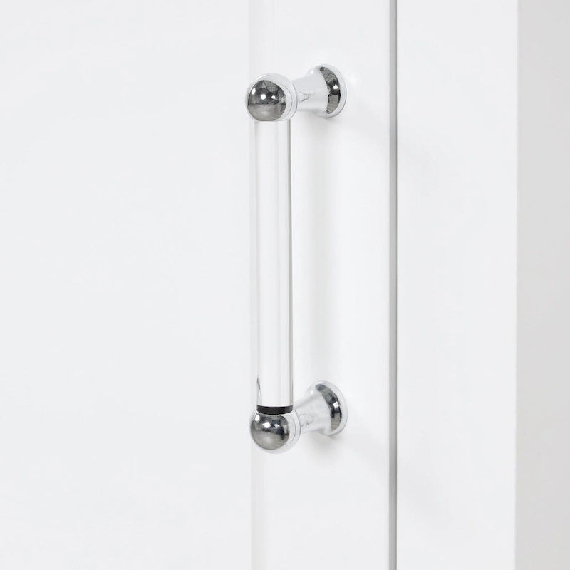 68 Tall Wood 1-door Bathroom Cabinet in White with Drawers and Adjustable Shelf