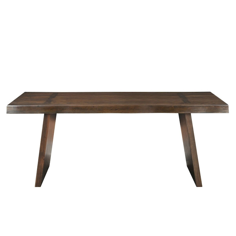 Table à manger double pied en bois massif avec bords naturels