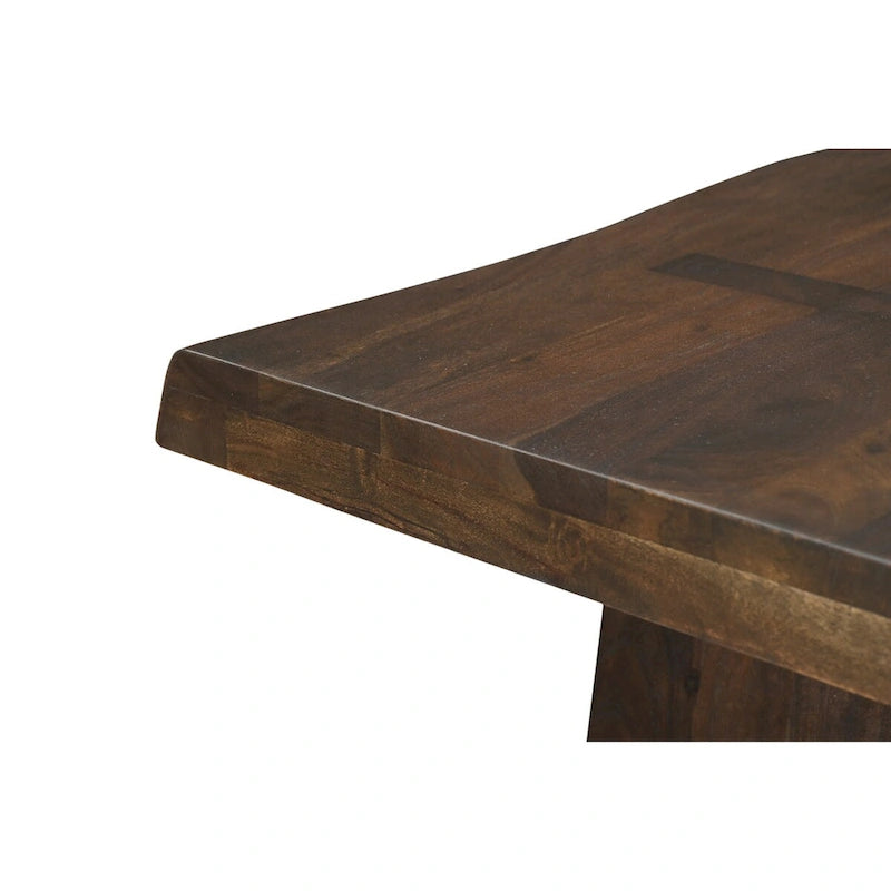 Table à manger double pied en bois massif avec bords naturels