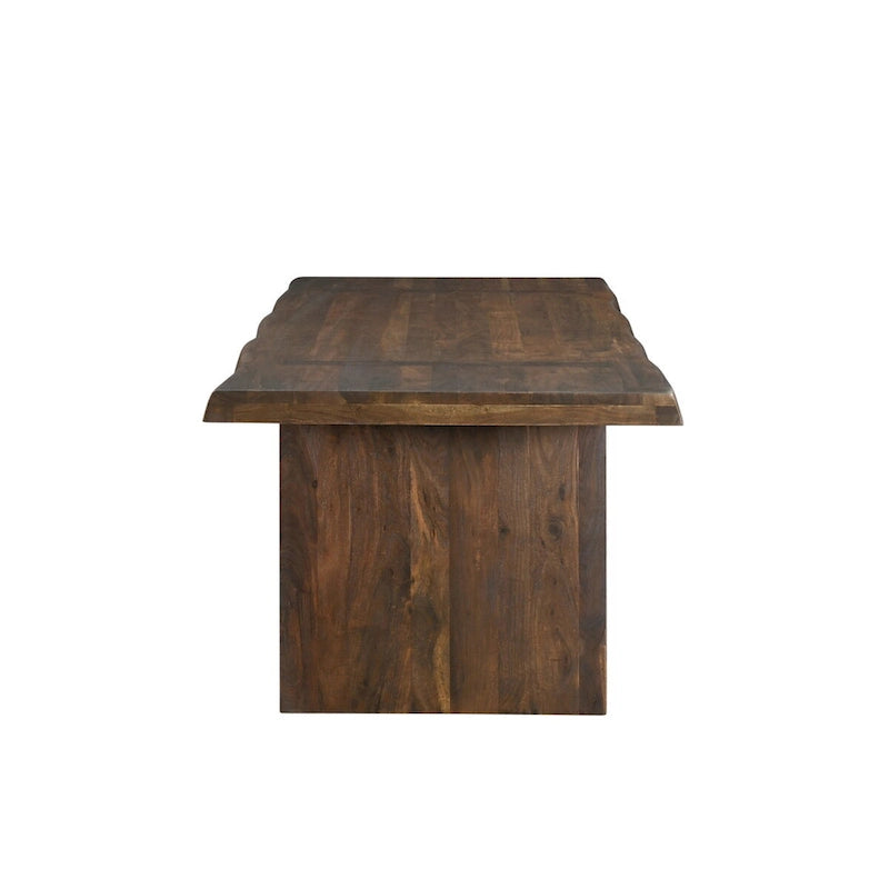 Table à manger double pied en bois massif avec bords naturels