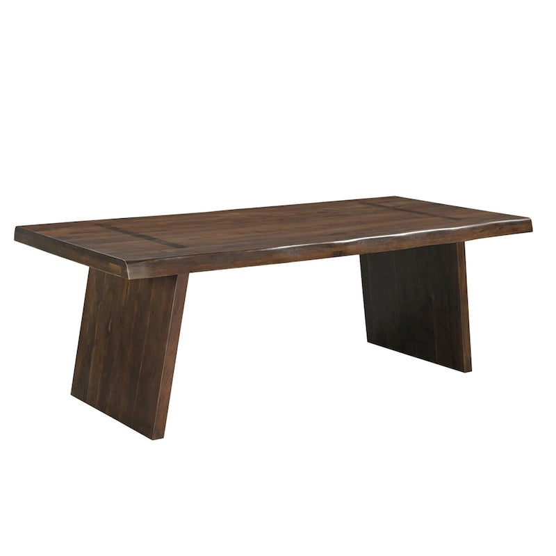 Table à manger double pied en bois massif avec bords naturels