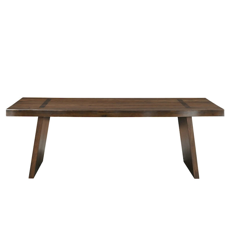 Table à manger double pied en bois massif avec bords naturels