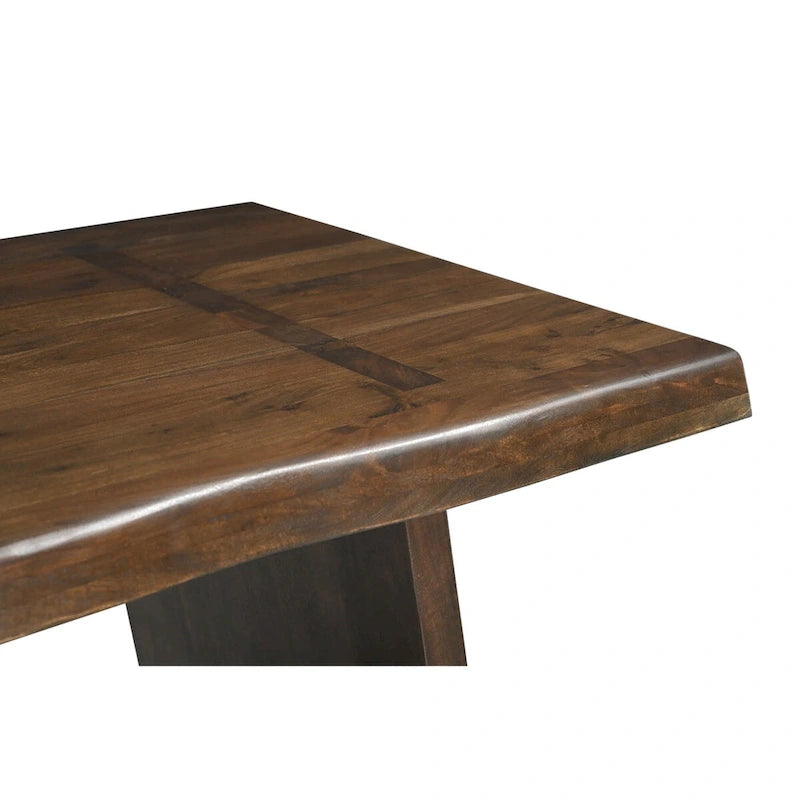 Table à manger double pied en bois massif avec bords naturels