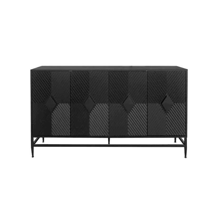 Accent Lacquered 4 Door Wooden Sideboard Buffet Server Cabinet