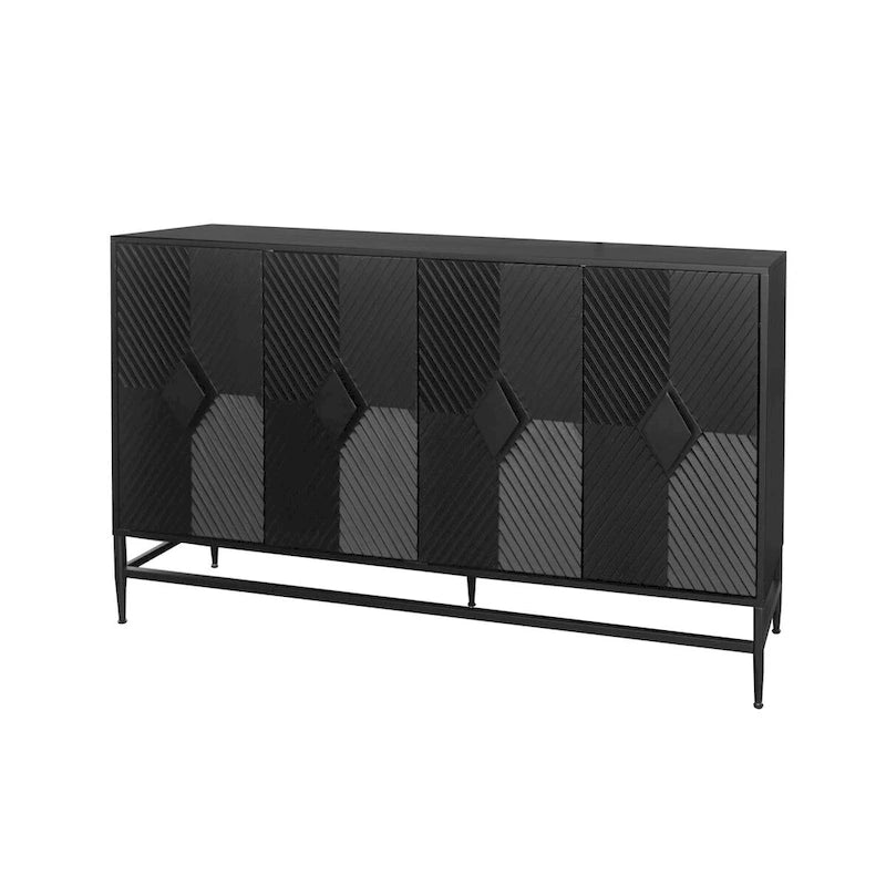 Accent Lacquered 4 Door Wooden Sideboard Buffet Server Cabinet